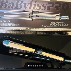 BaBylissPRO Nano Titanium Hair Straightener - Silver and Blue